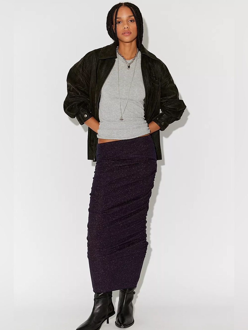 NWT Free People After Hours Lurex Midi Skirt XS